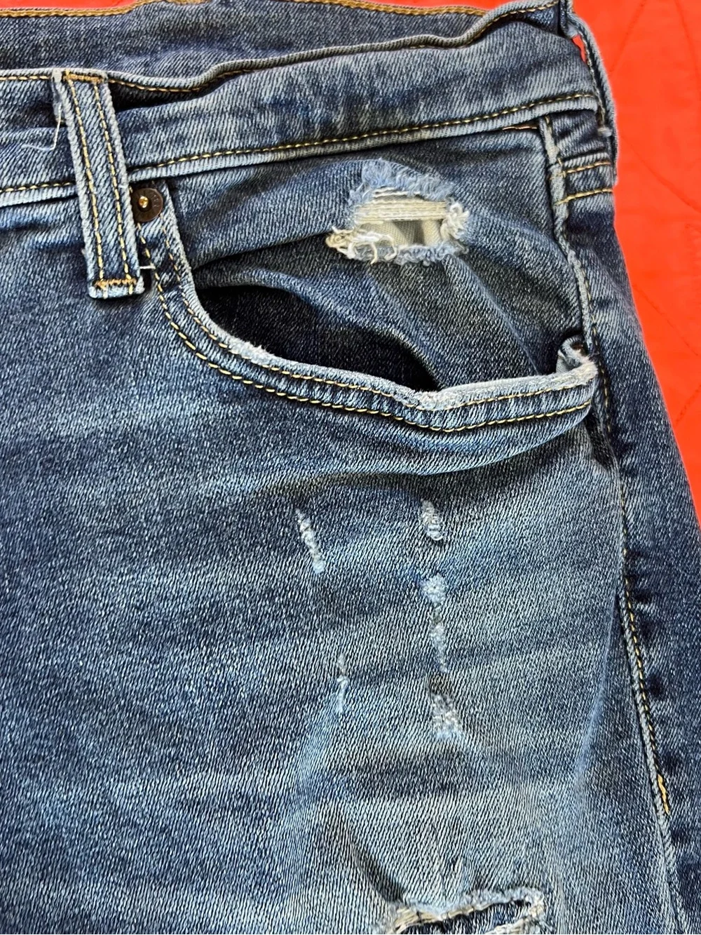 Hollister Slim Skinny Distressed Dark Wash Jeans
